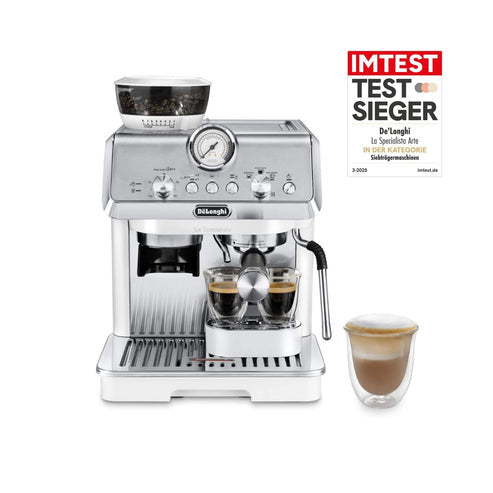 De'Longhi La Specialista Arte portafilter espresso machine with grinder and barista kit, white